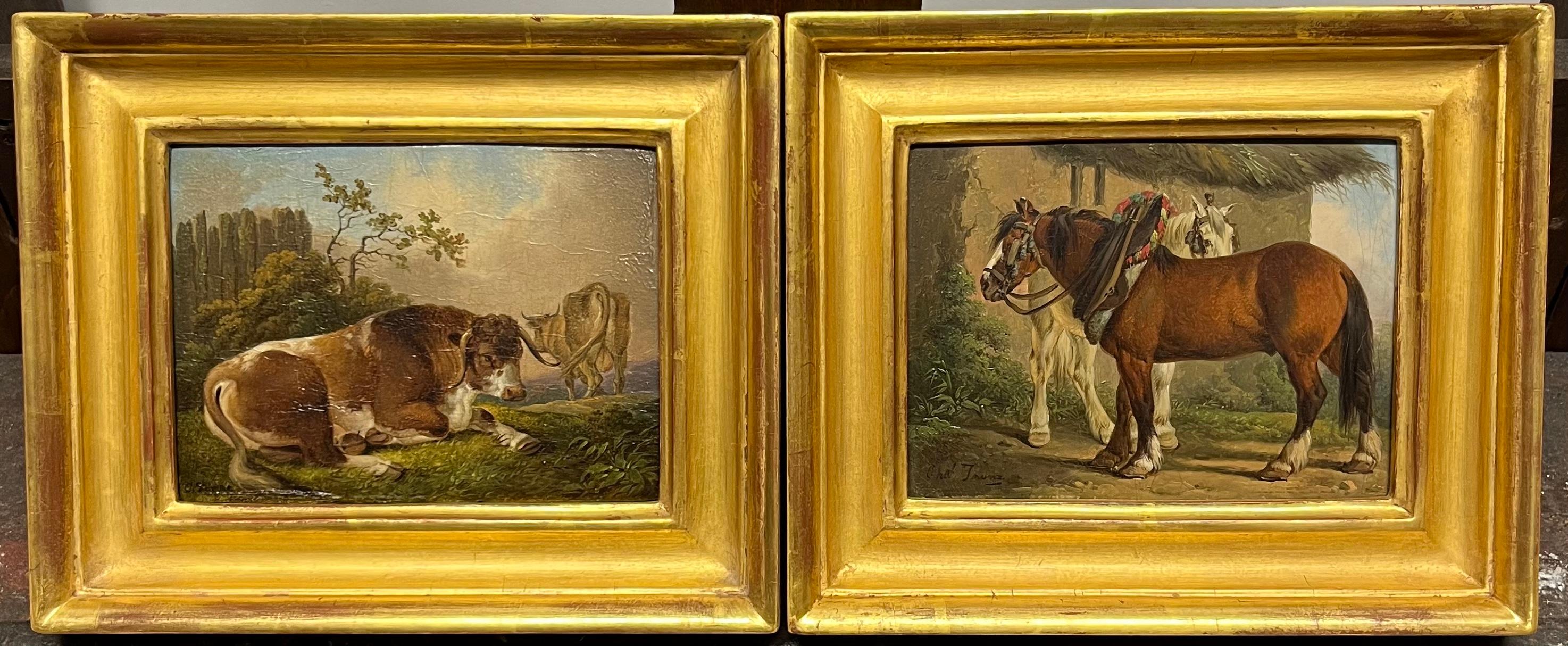 'Cart horses' & 'Cattle in a landscape'