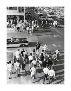 Vintage Crowds on Busy Beach, U.S.A., 1950's-60's