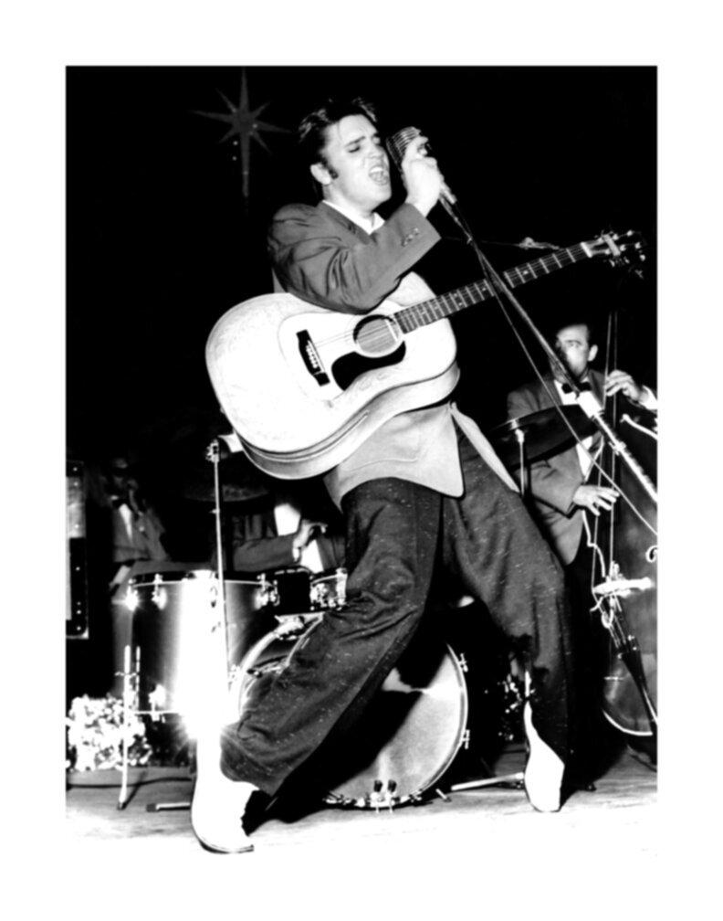 Charles Trainor Black and White Photograph - Elvis Presley Rocking Out on Stage