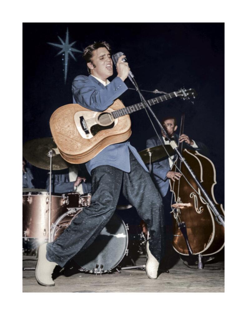 Charles Trainor Color Photograph - Elvis Presley Rocking Out on Stage