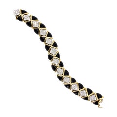 Charles Turi 18 Karat Diamond and Onyx Wide Bracelet