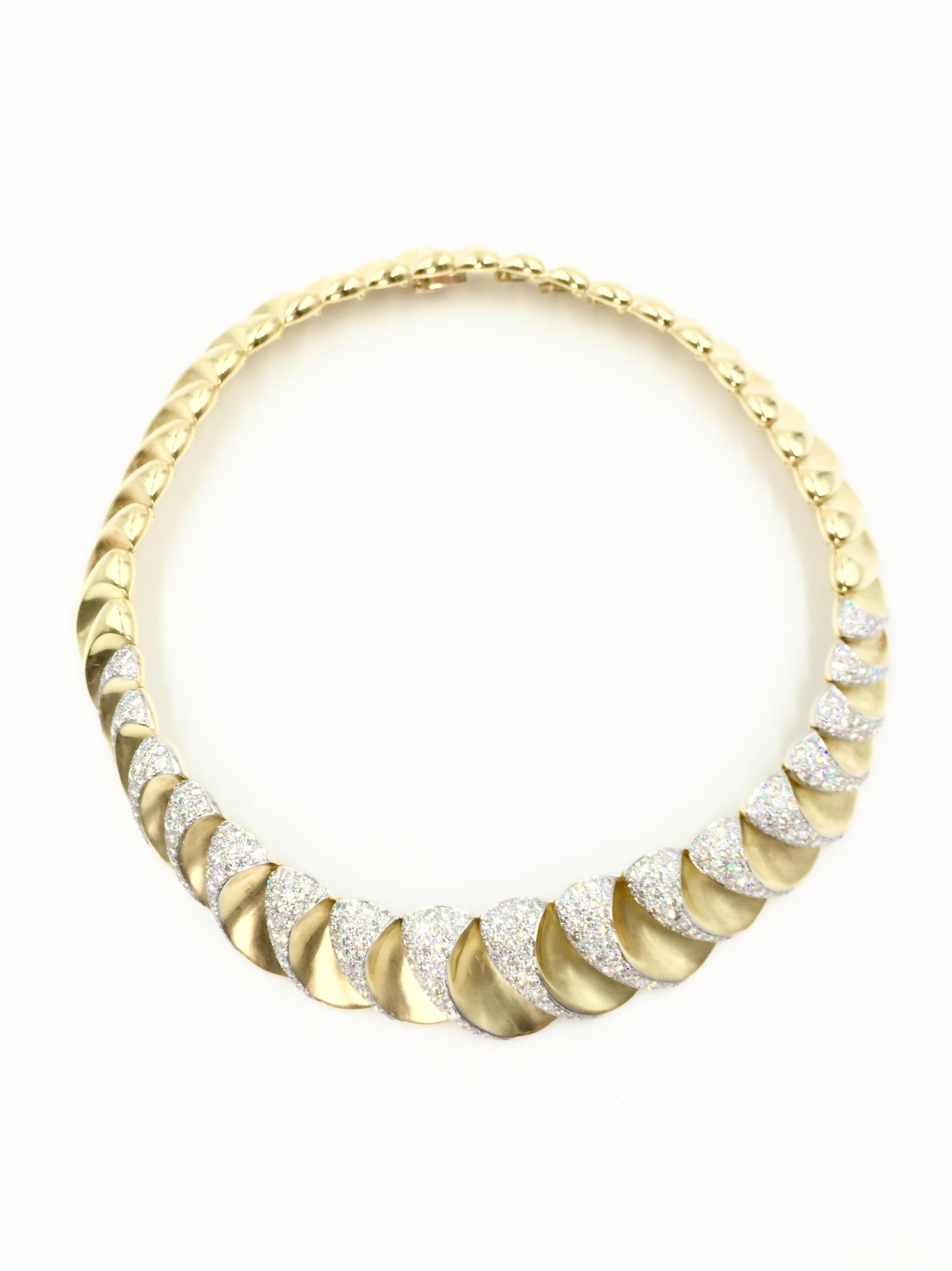 Contemporary Charles Turi 18 Karat Scalloped Diamond Necklace  For Sale