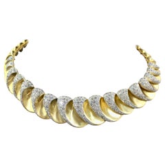 Charles Turi 18 Karat Scalloped Diamond Necklace 