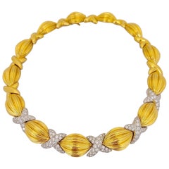 Vintage Charles Turi 18 Karat Yellow Gold and 6.32 Carat Diamond Necklace