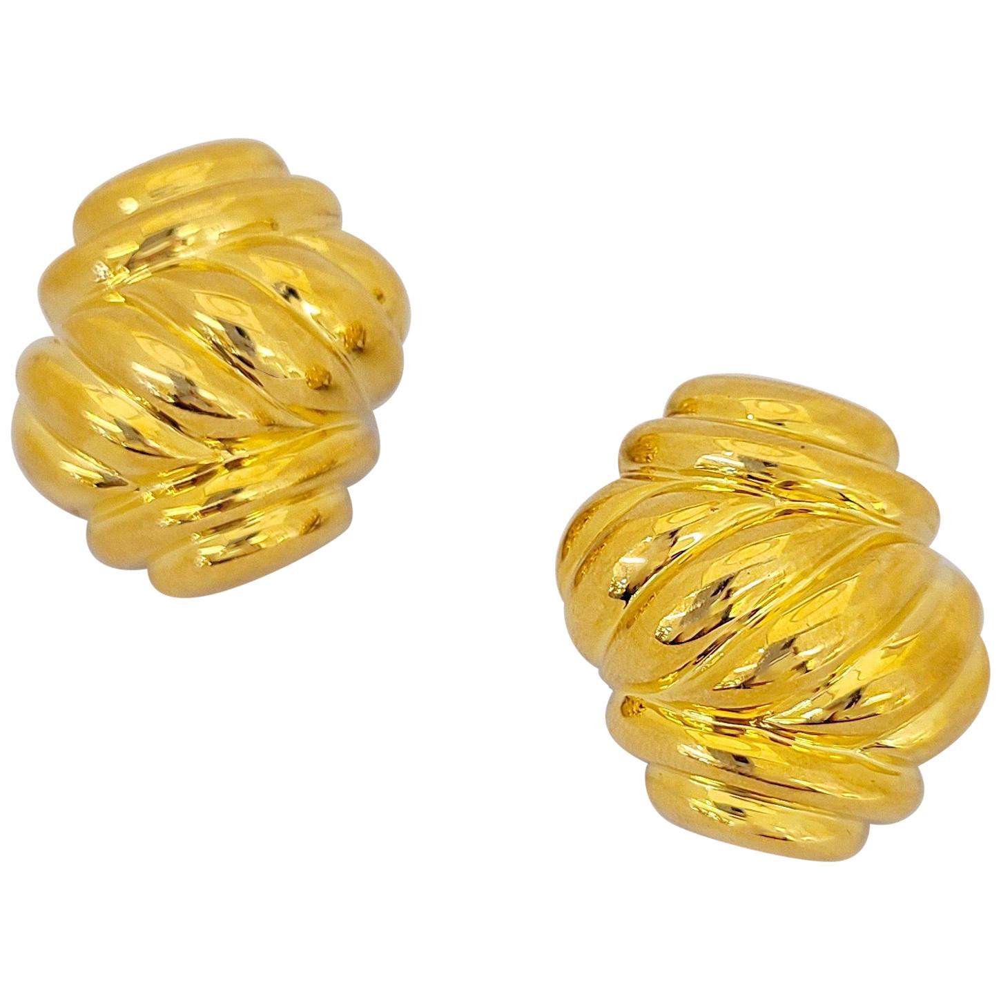 Charles Turi 18 Karat Yellow Gold Hi Polished Twist Earrings For Sale