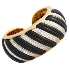 Charles Turi 18 Karat Gelbgold 5,30 Karat  Diamant und Onyx Manschettenarmband