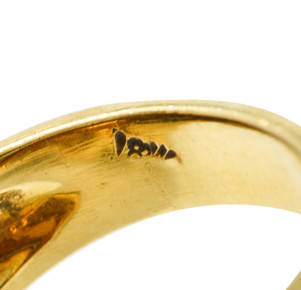 Charles Turi Diamond Enamel Platinum 18k Yellow Gold Swirling Vintage Ring 2