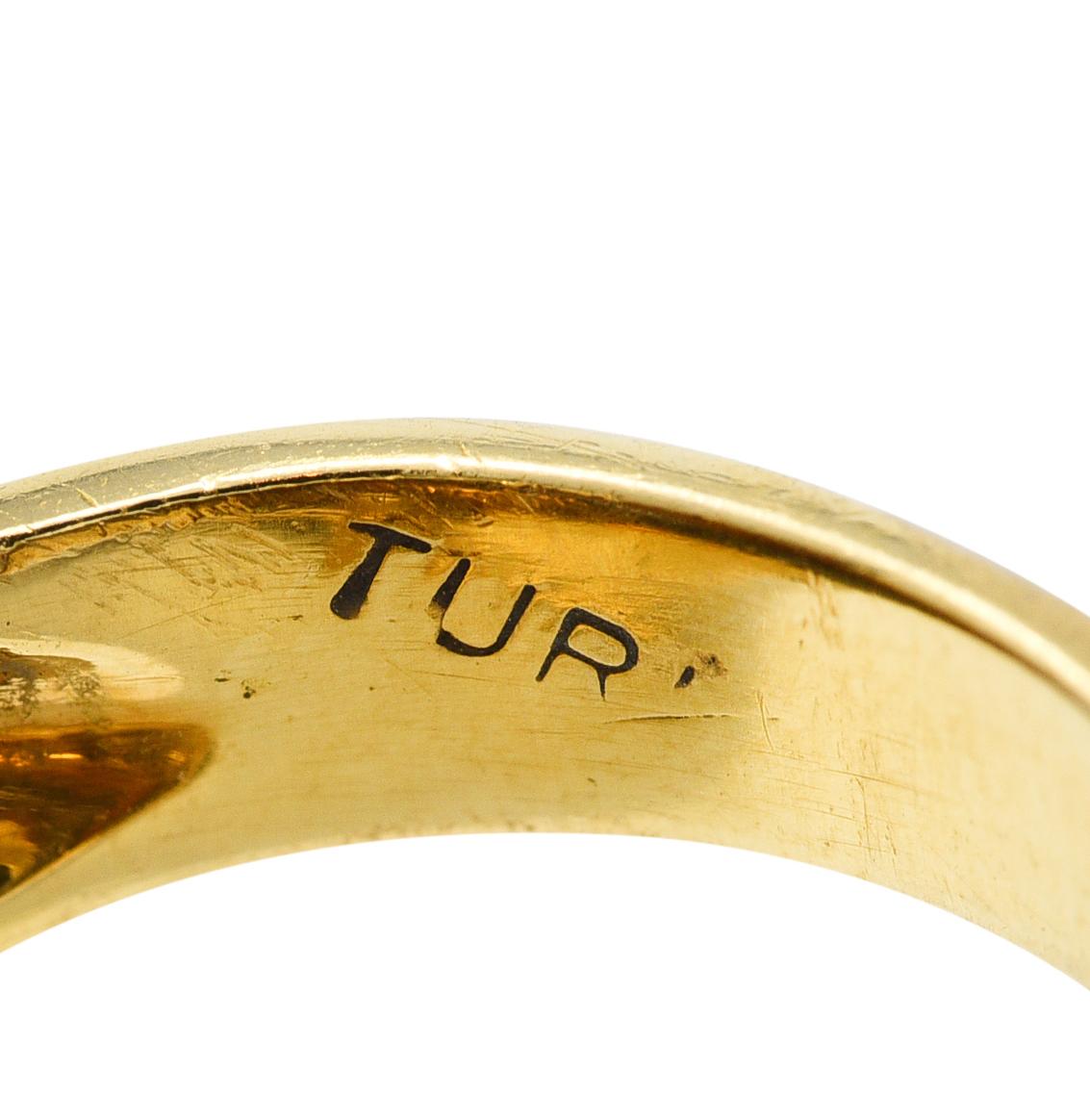 Charles Turi Diamond Enamel Platinum 18k Yellow Gold Swirling Vintage Ring 3