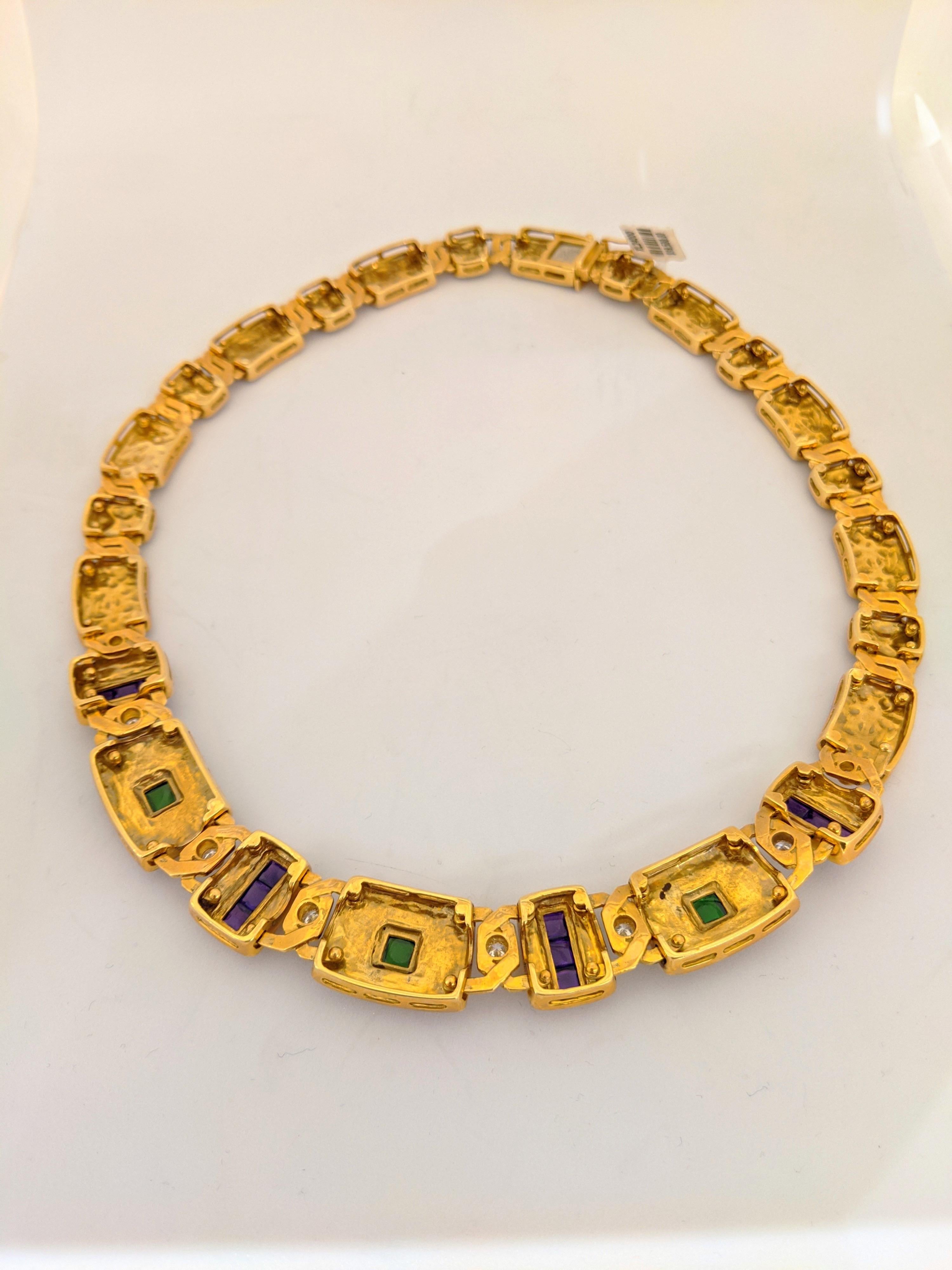 Charles Turi für Cellini NYC, 18 Karat YG Halskette mit Diamanten und Halbedelsteinen für Damen oder Herren im Angebot