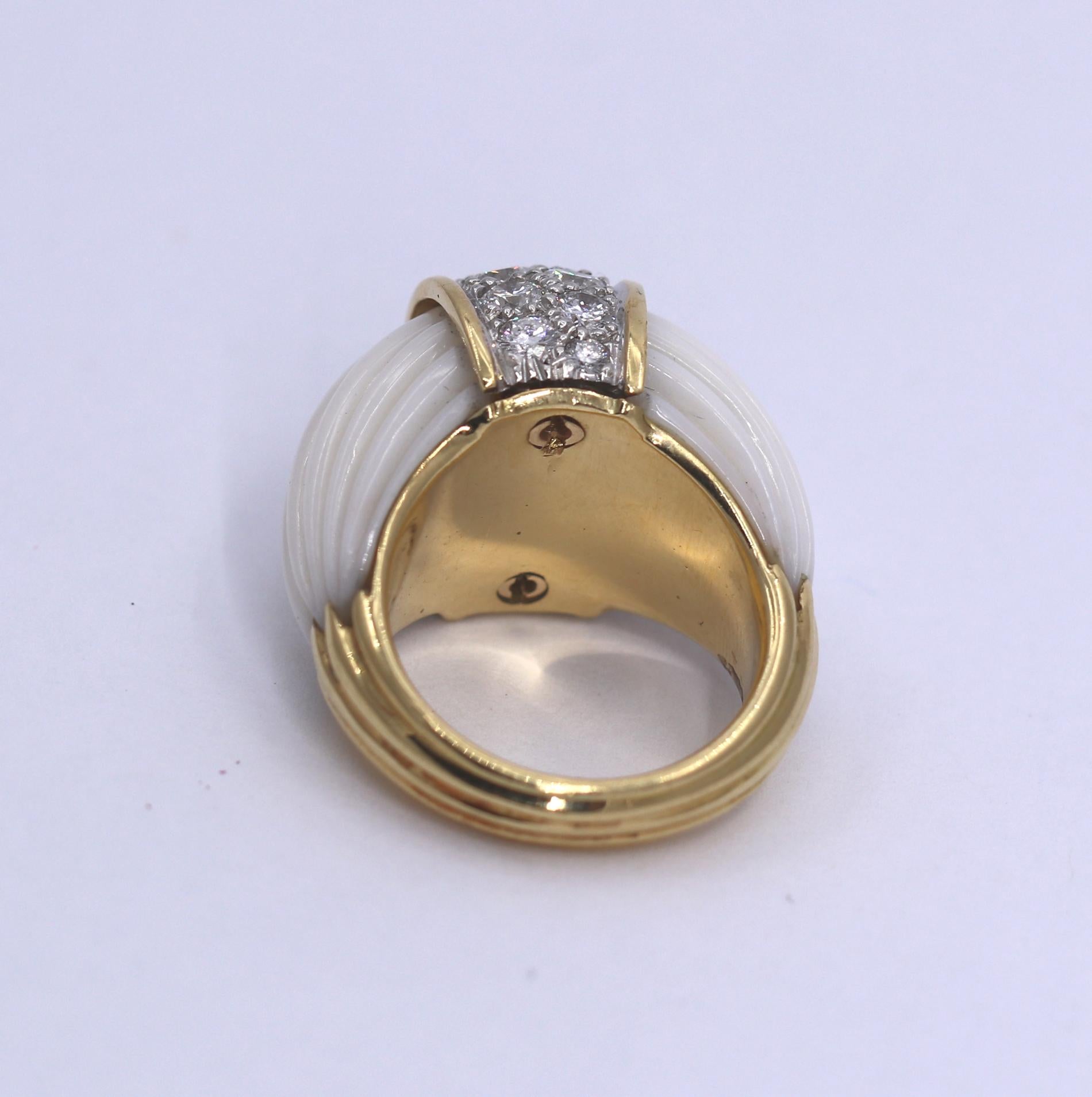 Charles Turi Gold Diamond and White Coral Ring 1