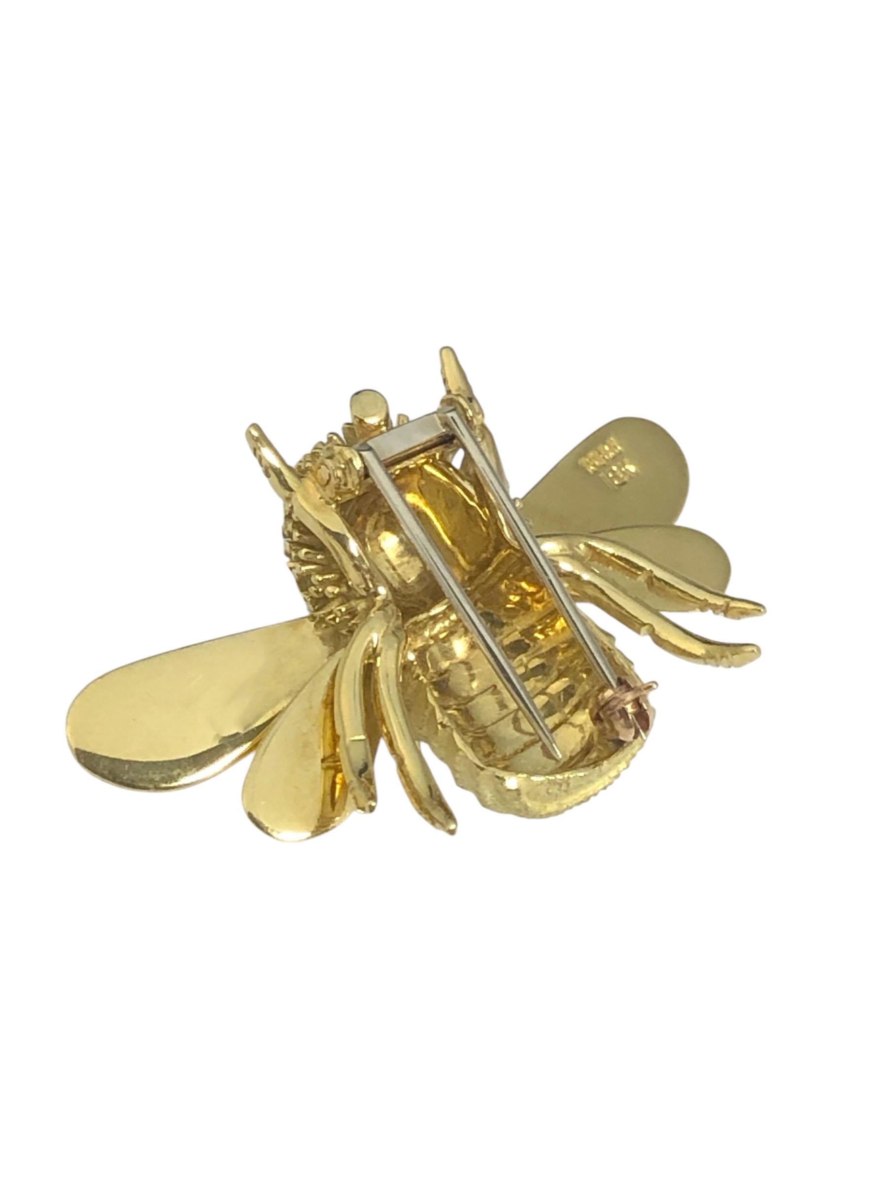 Charles Turi large Yellow Gold Bumble Bee clip Brooch In Excellent Condition In Chicago, IL