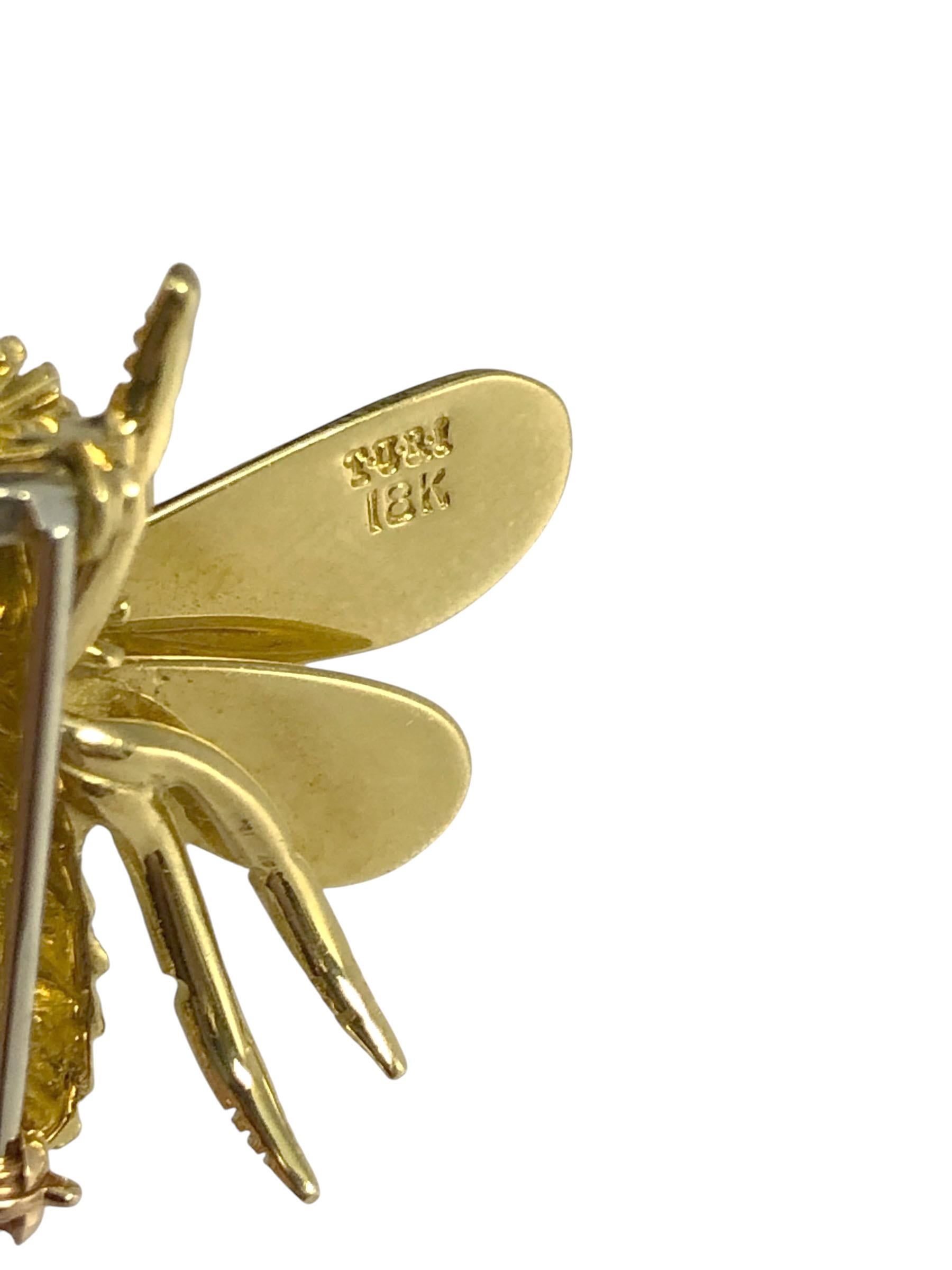 Charles Turi large Yellow Gold Bumble Bee clip Brooch 2