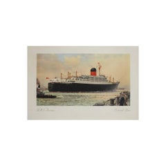 Circa 1940 Cunard Line RMS Ivernia Poster by Charles E. Turner