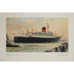 CIRCA 1940 Cunard Line RMS Ivernia Poster von Charles E. Turner