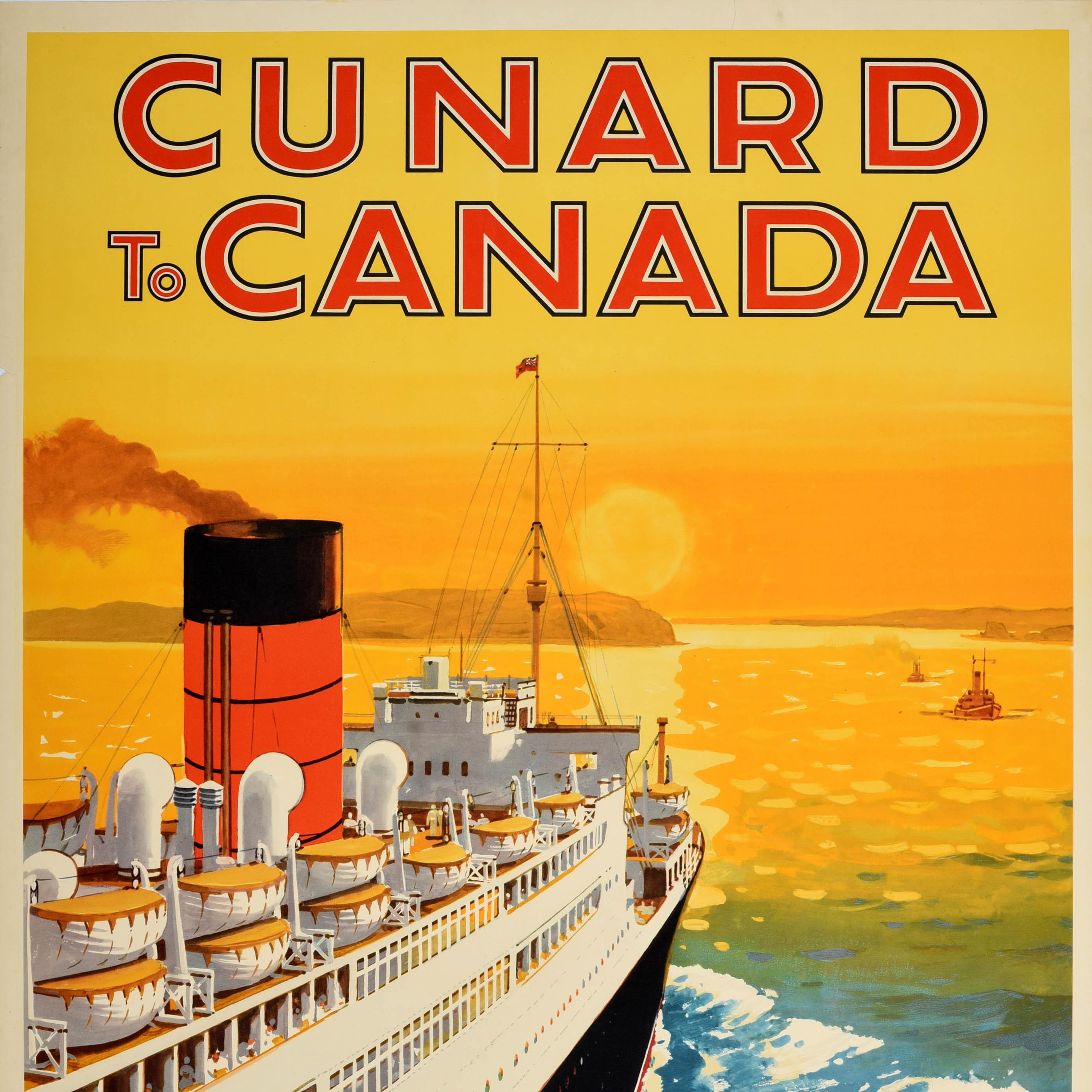 Affiche de voyage de croisière originale Cunard To Canada Franconia Scythia Samaria - Orange Print par Charles Turner
