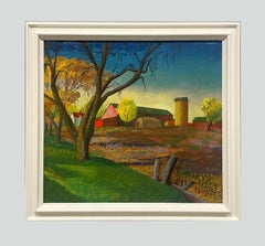 Una colorida pintura de una escena americana moderna de mediados de siglo, "La granja"