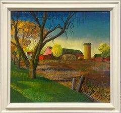 Una colorida pintura de una escena americana moderna de mediados de siglo, "La granja"