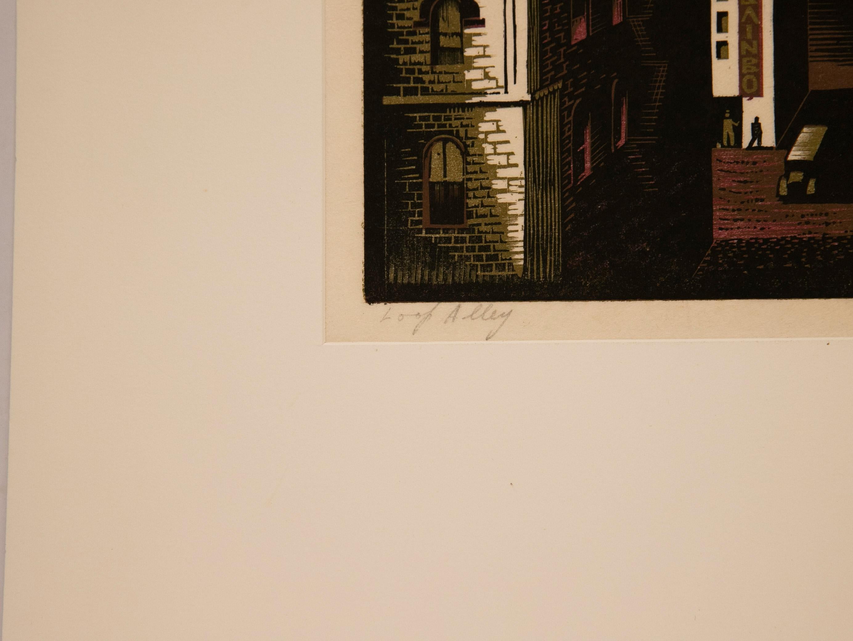 A rare, small edition, color woodblock print, titled 