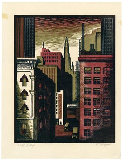 'Loop Alley' — Modernist Chicago Cityscape, WPA