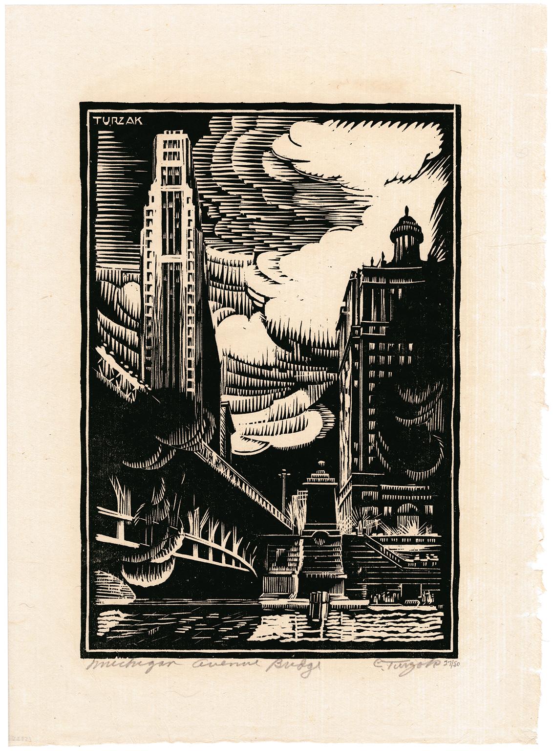Michigan Avenue Bridge — American Modernism - Print by Charles Turzak