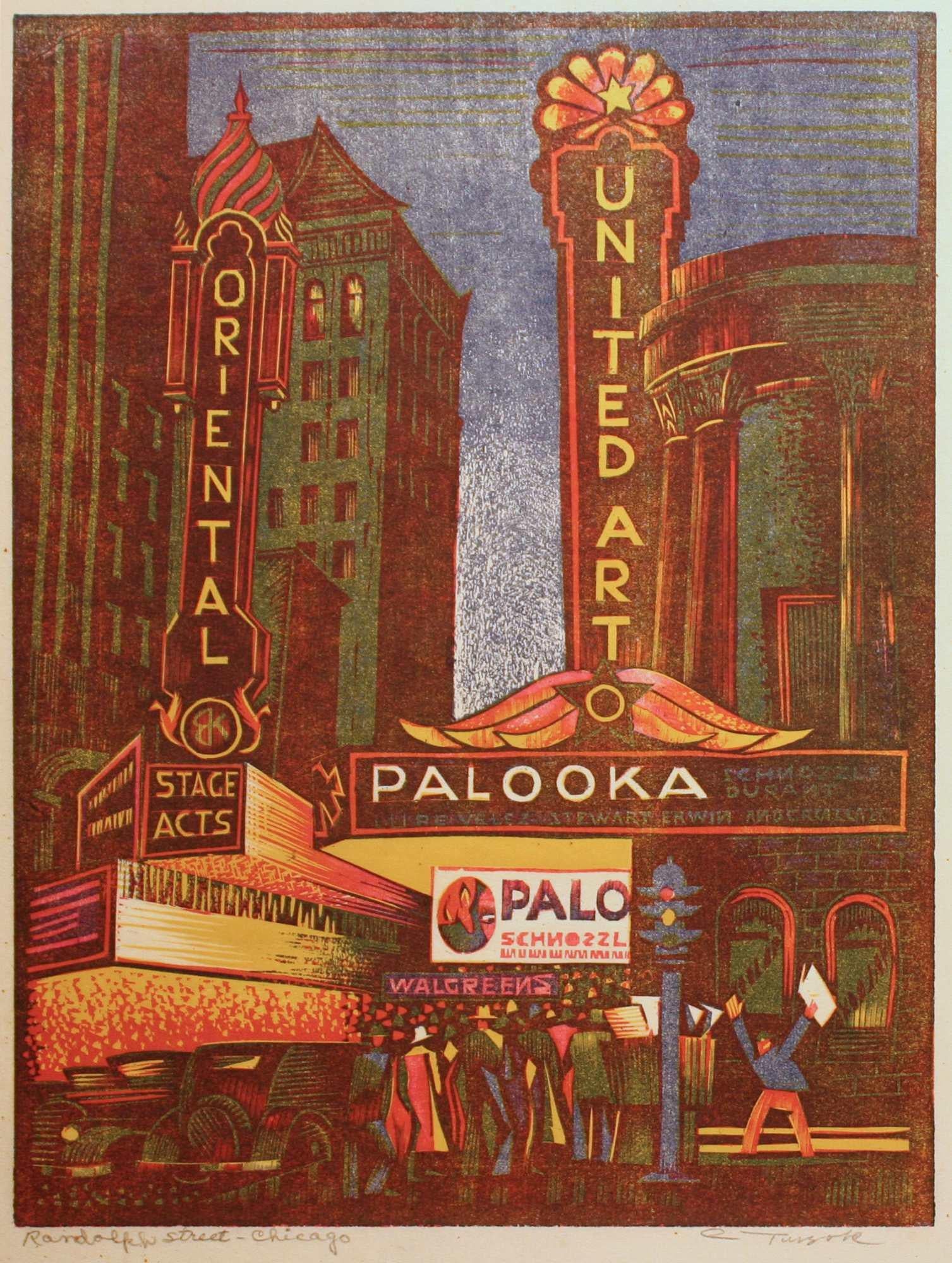 Charles Turzak Print – Randolph Street - Chicago (Aus der Serie Chicago Moods in Color)
