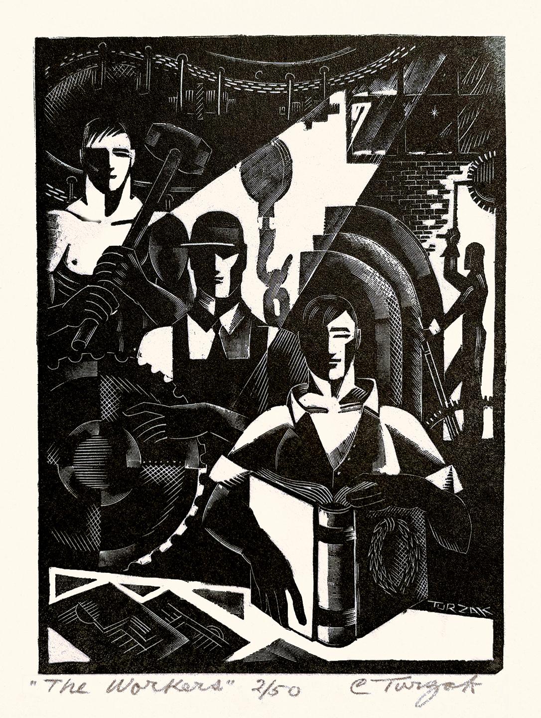 The Workers (No. 2)
— 1930s WPA Modernist Woodcut