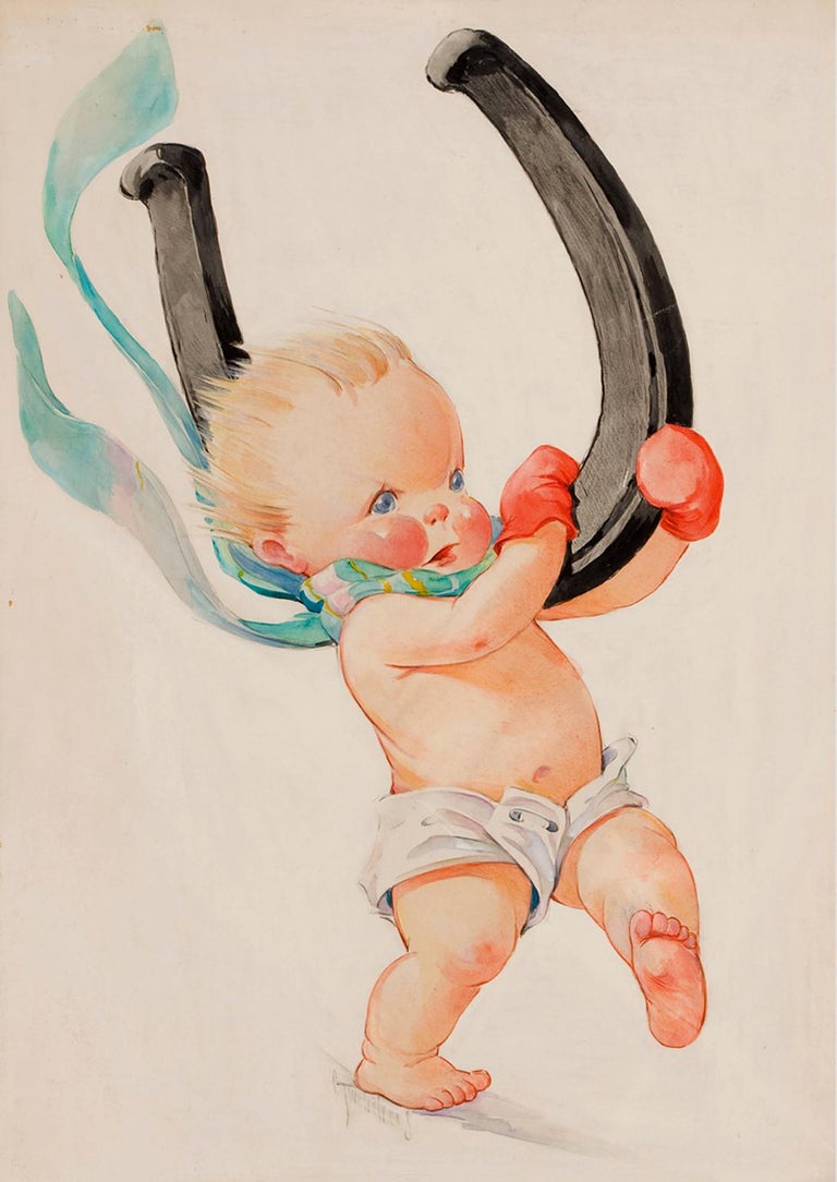 Charles Twelvetrees Figurative Art - The Turkish Yataghan, Illustration of Baby, Collier's  Cover