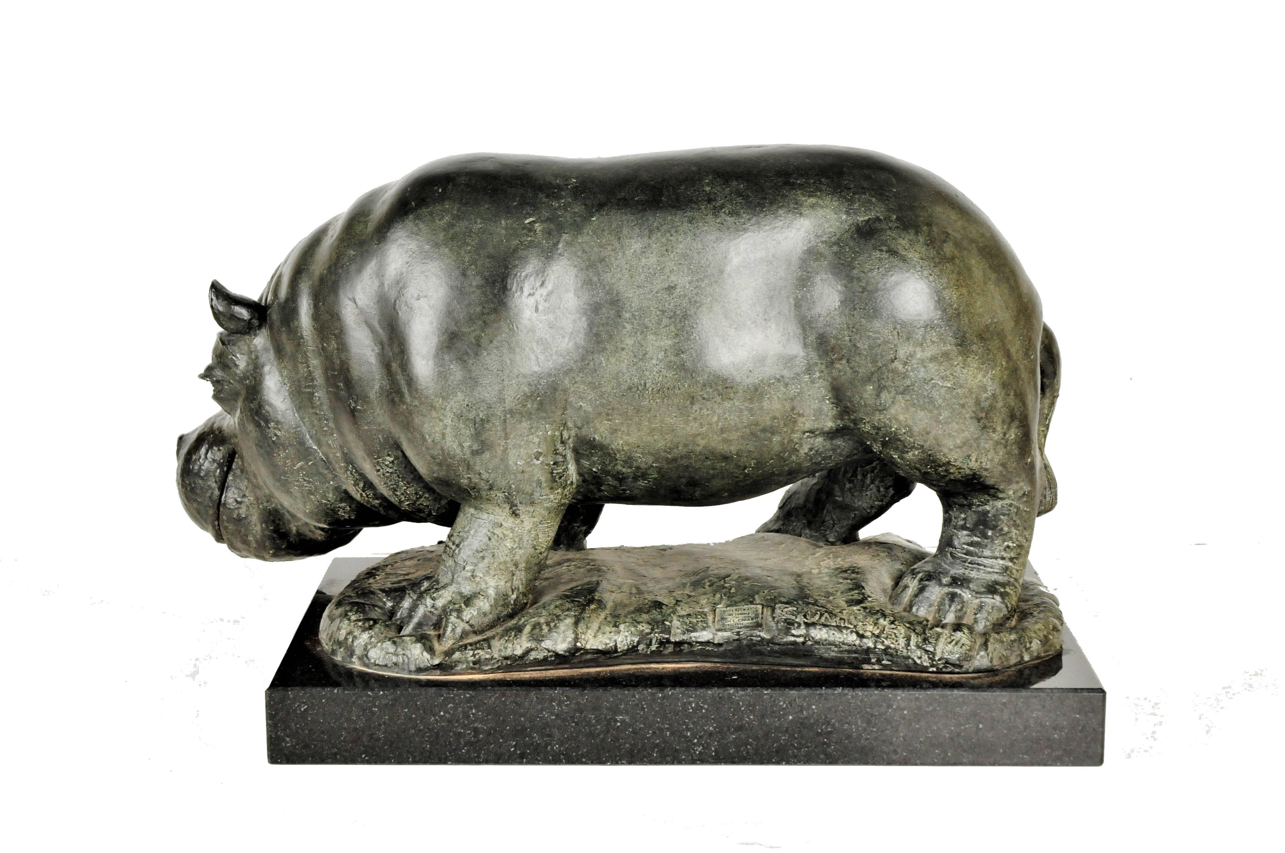 Modern Charles Umlauf, Hippo Madre, Patinated Bronze Sculpture, 1983