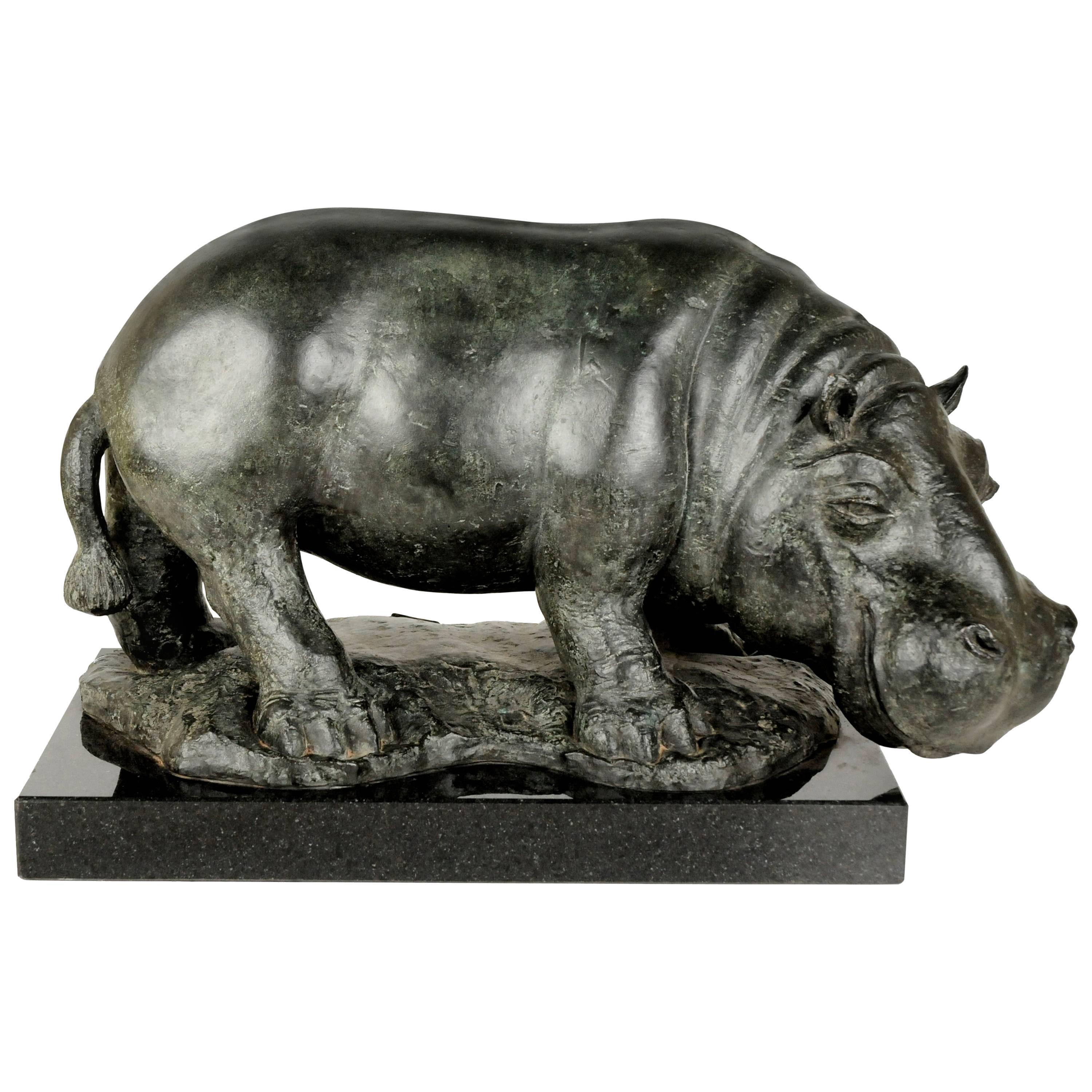 Charles Umlauf, Hippo Madre, Patinated Bronze Sculpture, 1983