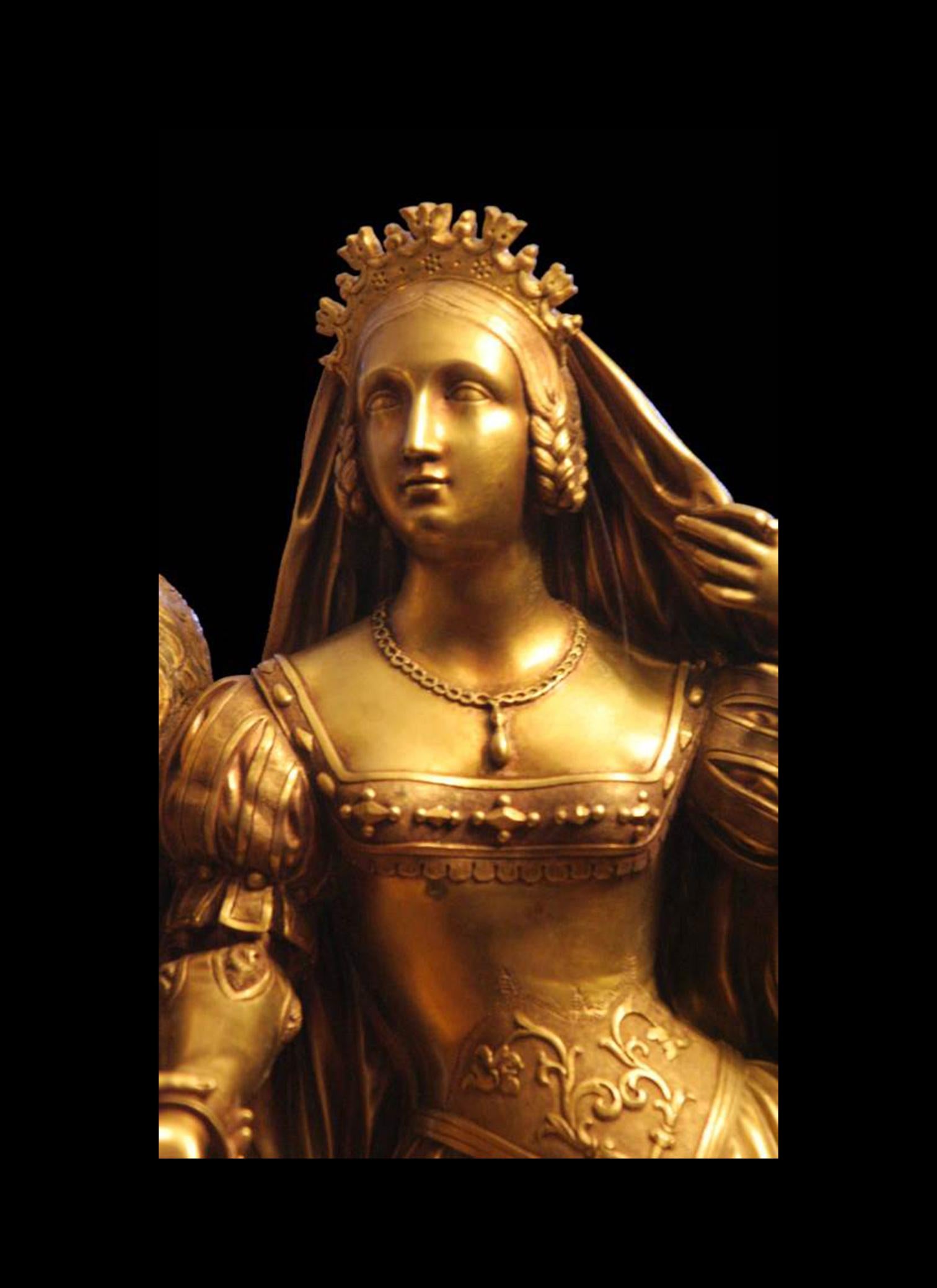 Charles V. - Commemoratives Kaminsims-Uhr-Set aus vergoldeter Bronze und schwarzem Marmor im Angebot 2