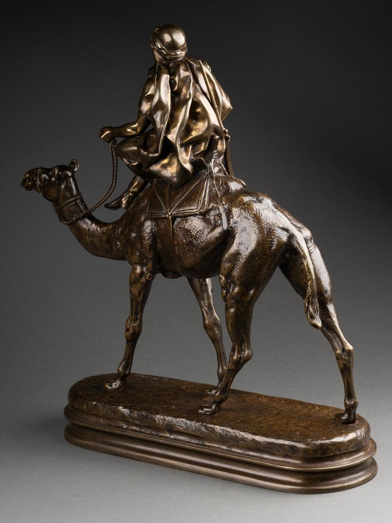 Charles Valton : « guerrier arabe chevauchant un dromedary », sculpture en bronze, XIXe siècle  2