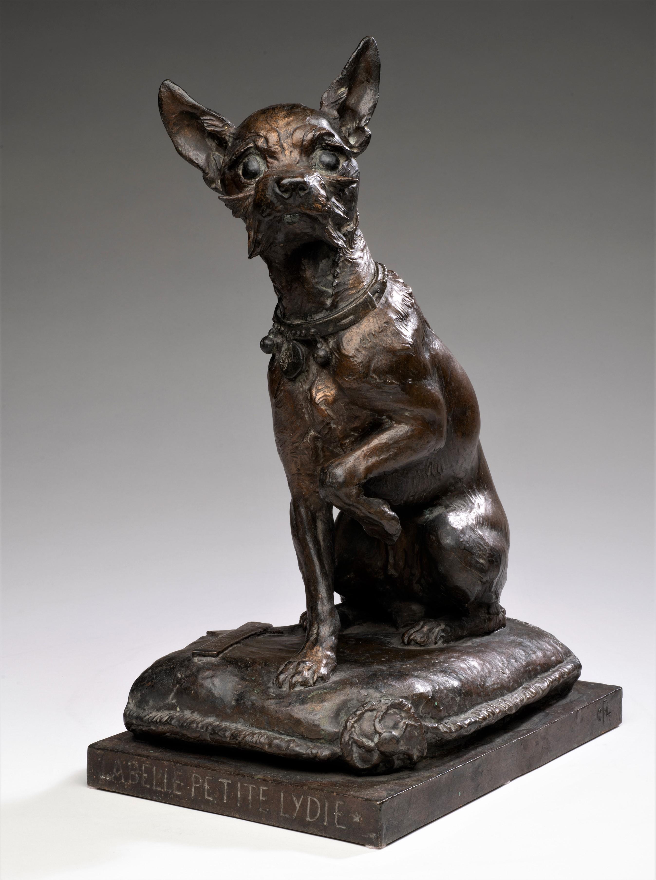 Seltene, antike, lebensgroße Hundebronze eines Chihuahuahua „Lydie“ Charles Valton in Lebensgröße. 1890er Jahre im Angebot 2