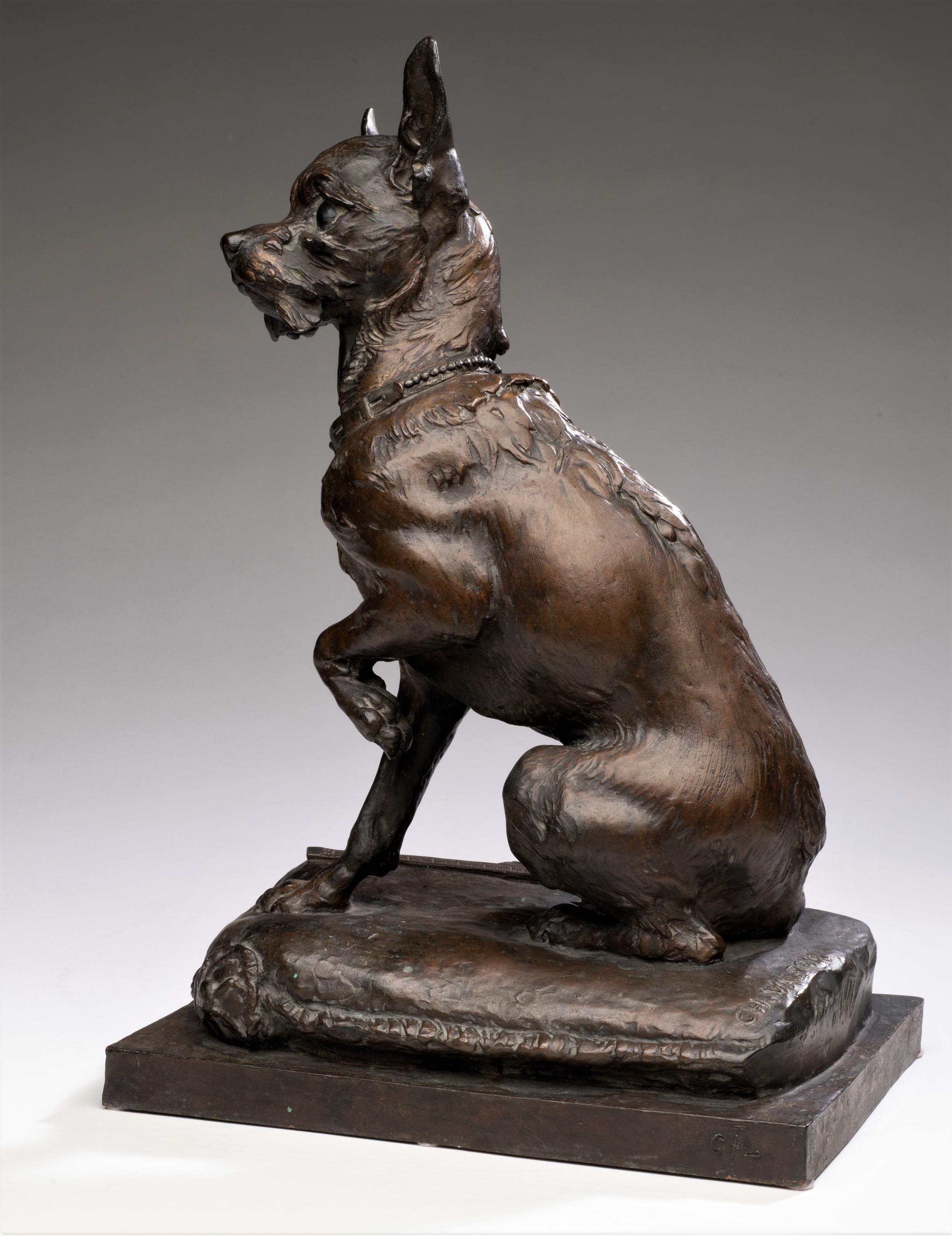 Rare bronze ancien grandeur nature d'un chien chihuahua 