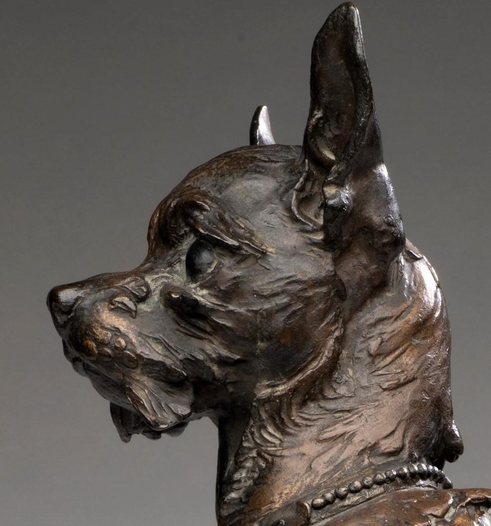 Raro, Antiguo, Bronce de tamaño natural de un perro Chihuahua 