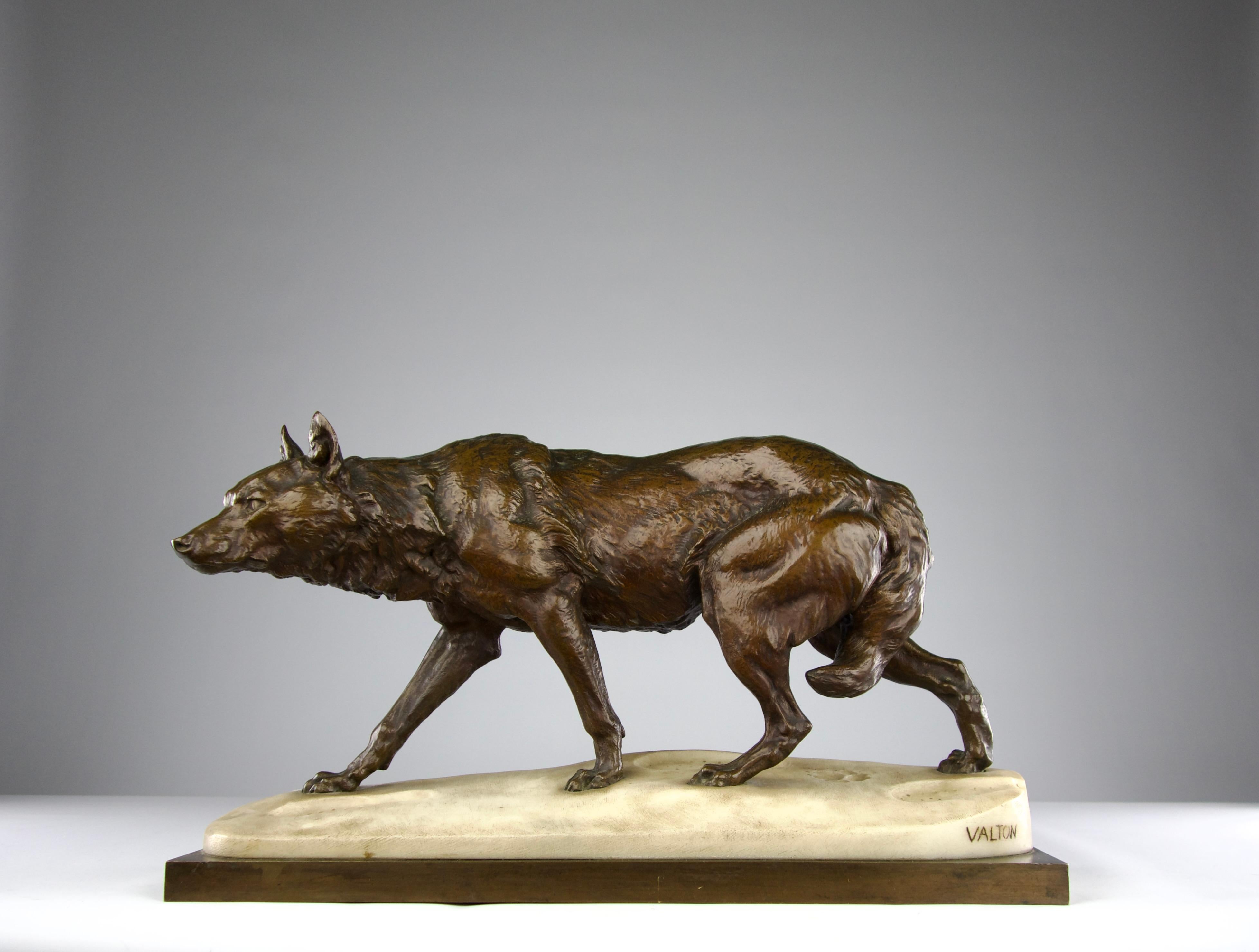 Charles Valton, The Tracking Wolf, Sculpture de la période romantique 19e siècle France en vente 2