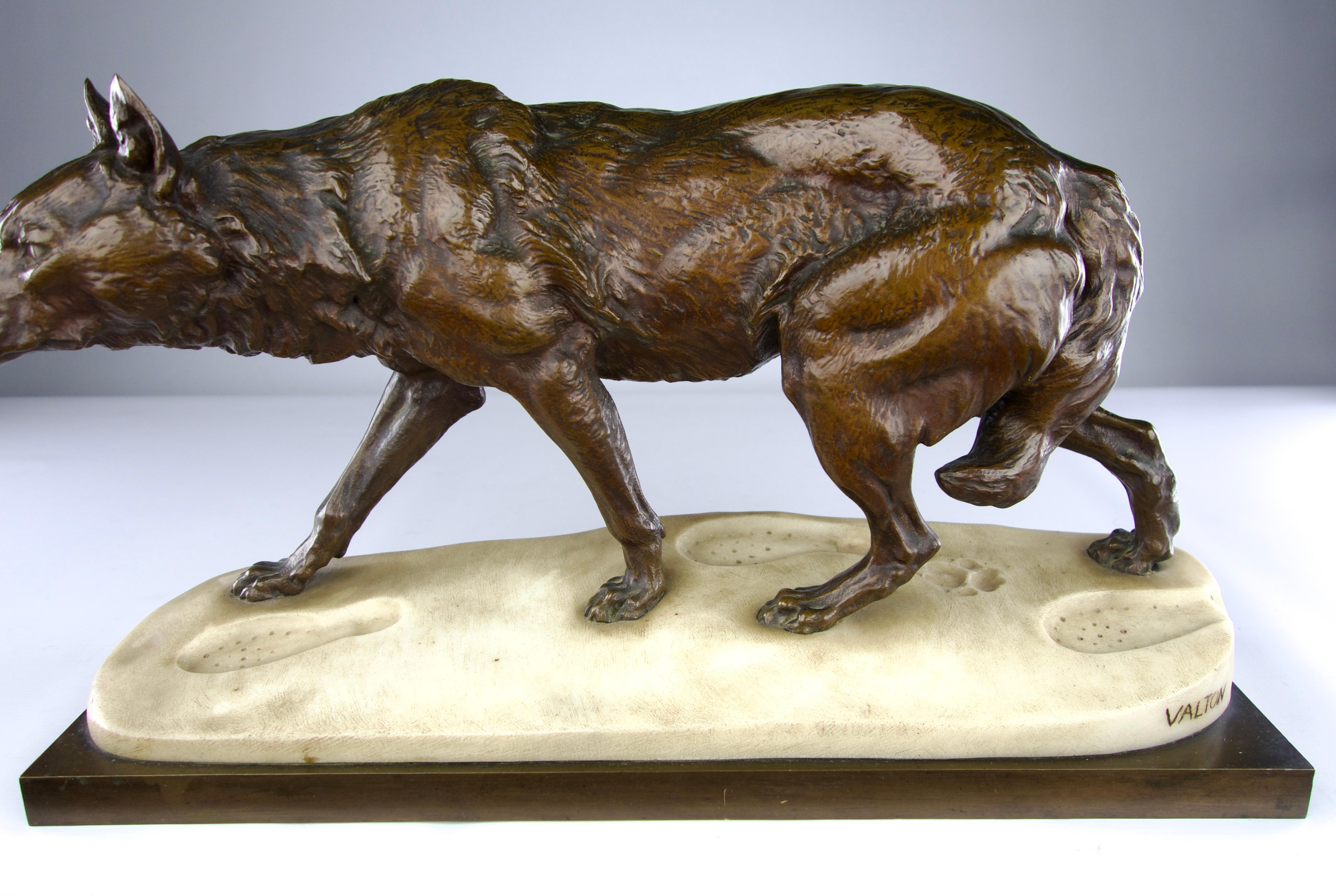 Charles Valton, The Tracking Wolf, Romantic Period Sculpture 19th Century France For Sale 7