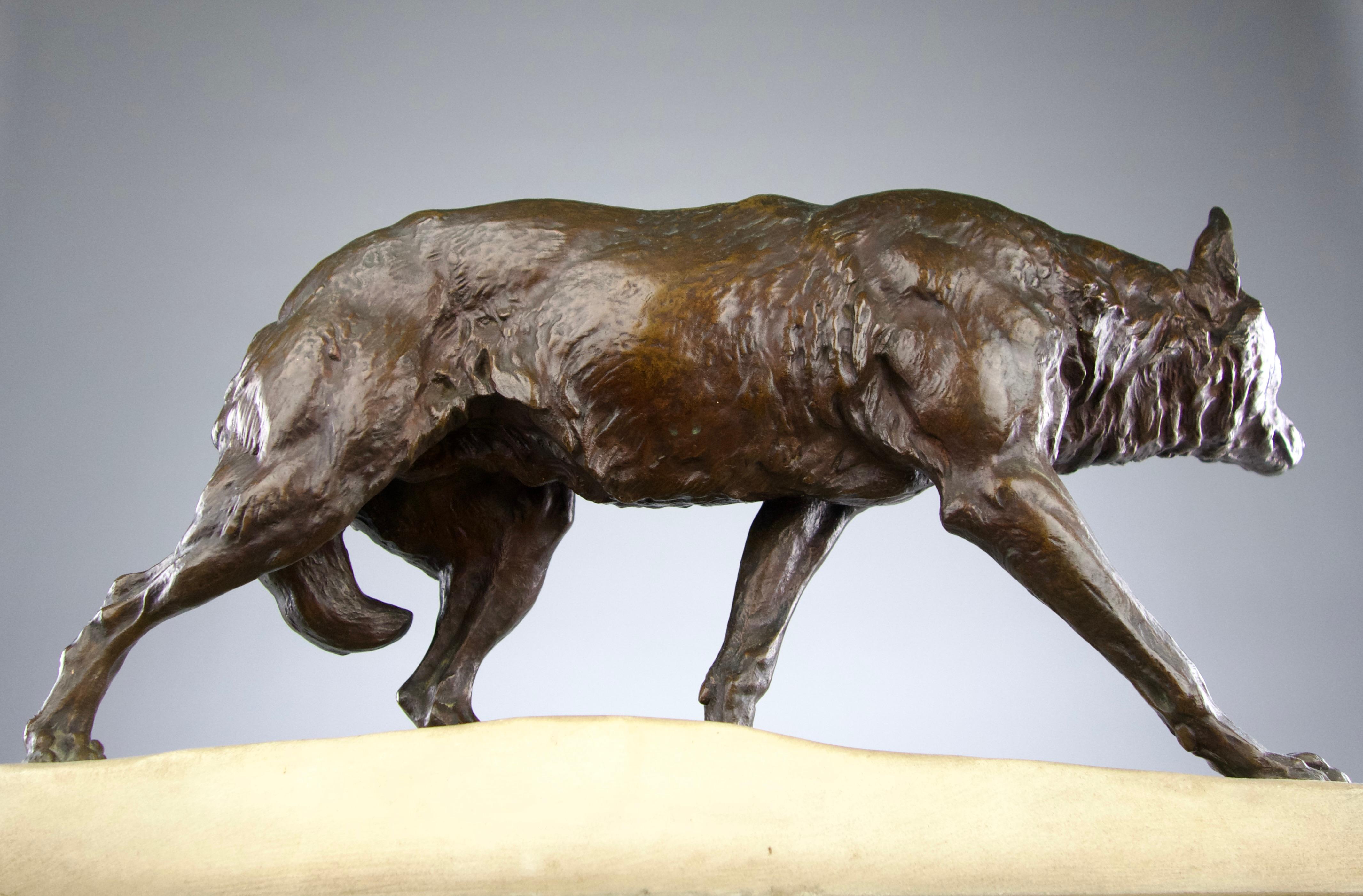 Charles Valton, The Tracking Wolf, Romantic Period Sculpture 19th Century France For Sale 8