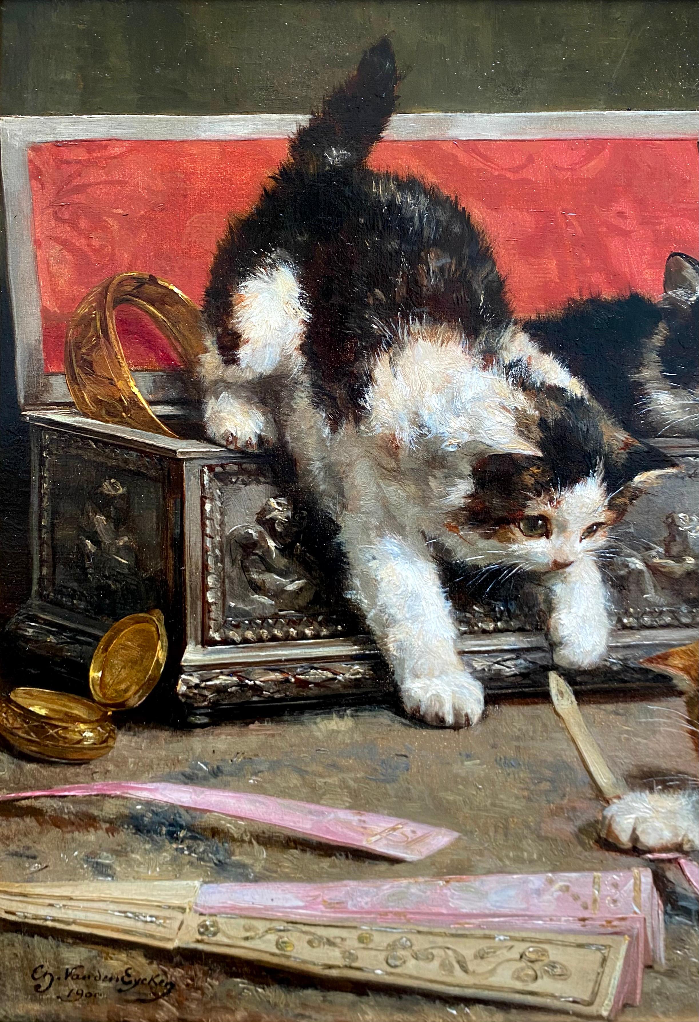 Charles Van Den Eycken
1859 - Bruxelles - 1923
Peintre belge

Chatons curieux 

Signature : signée en bas à gauche et datée 