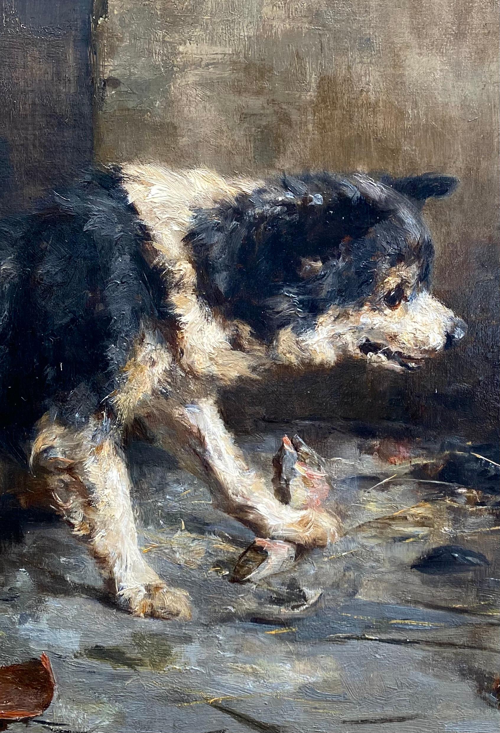 Hund, der sein Mittagessen beschützt