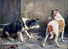 'Dog Protecting His Lunch' by Charles Van Den Eycken ( 1859 – Brussels – 1923 )
