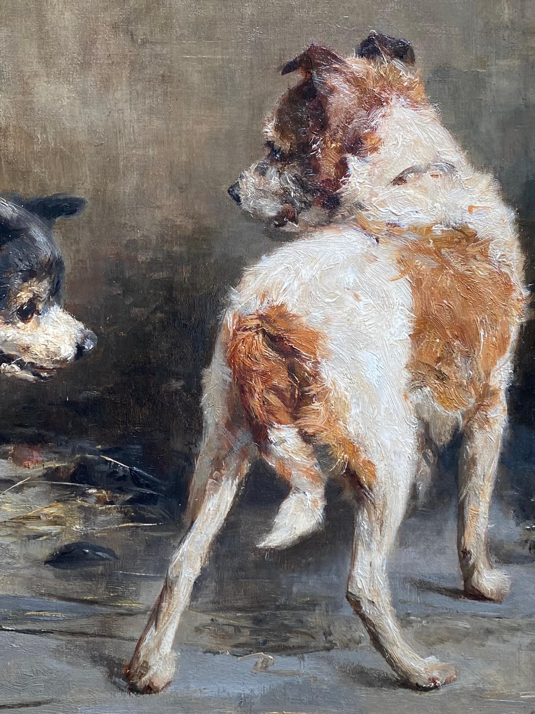 Hund, der sein Mittagessen beschützt