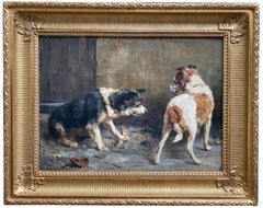 Hund, der sein Mittagessen beschützt" von Charles Van Den Eycken ( 1859 - Brüssel - 1923 )