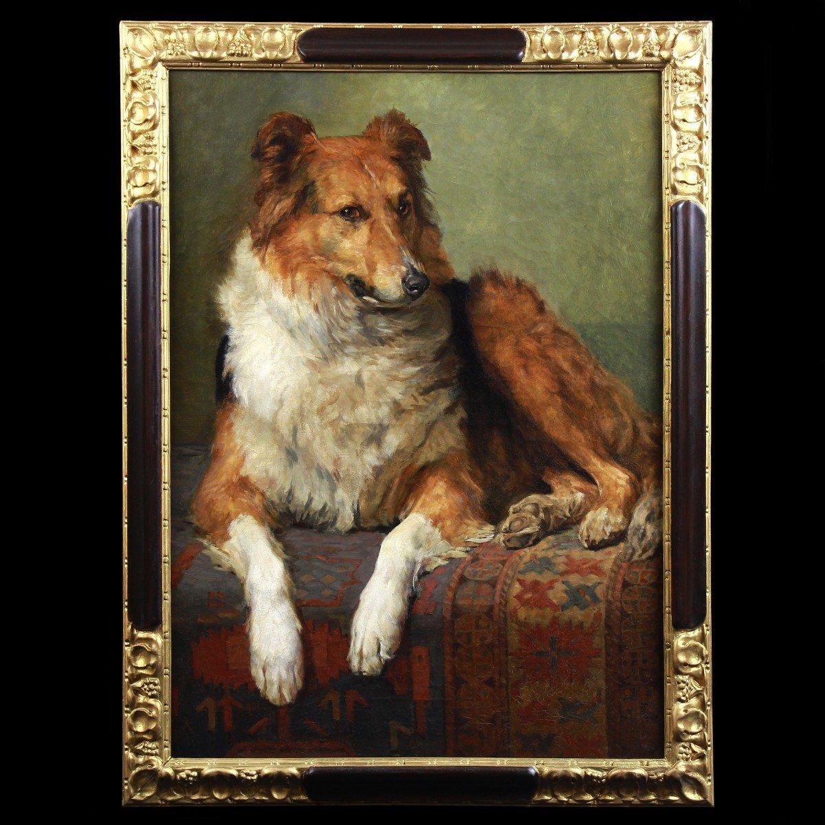 Portrait Of Dog By Charles Van Den Eycken Belgian School 19th For Sale 3