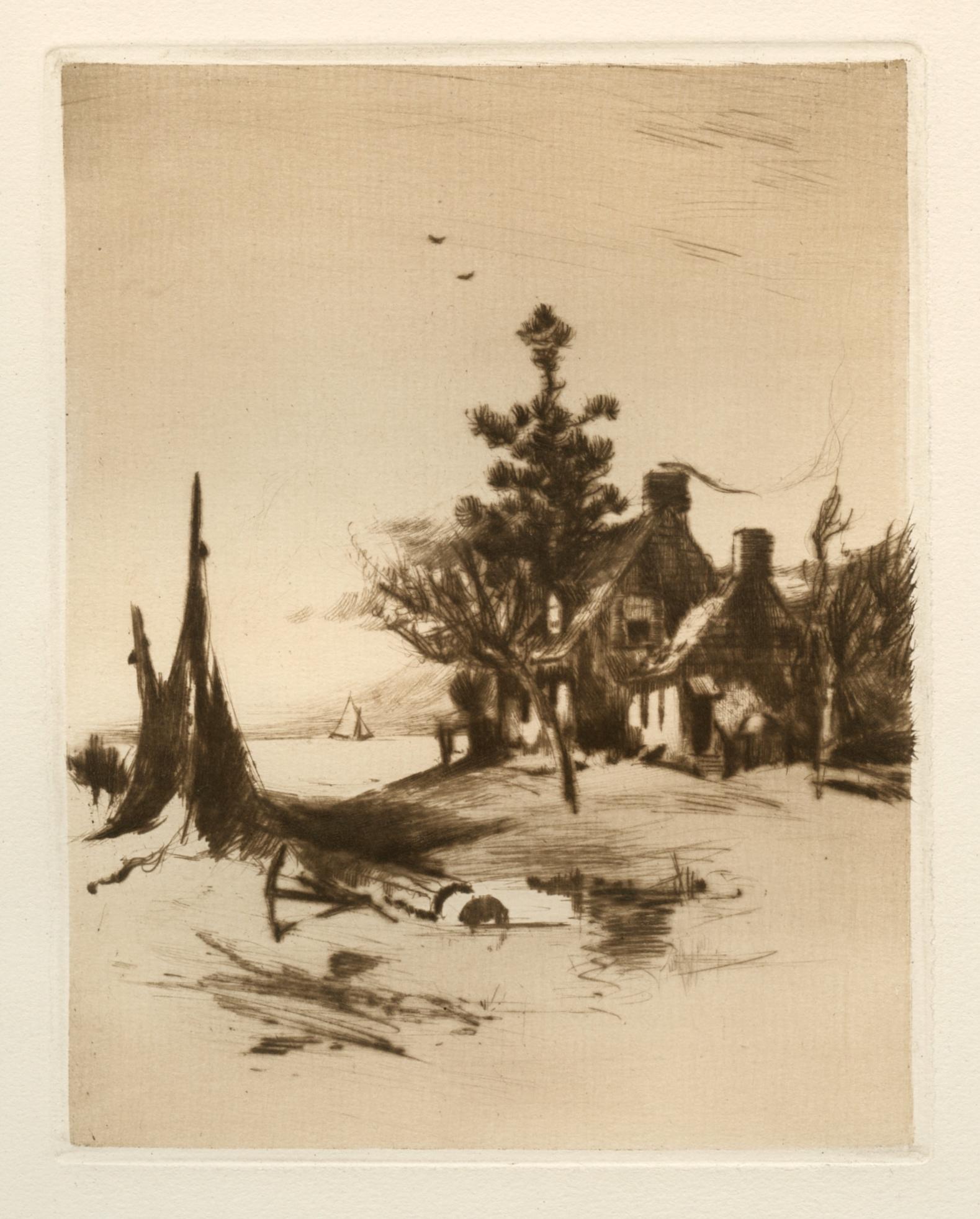 "The Fisherman's Home" original etching - Print by Charles Vanderhoof