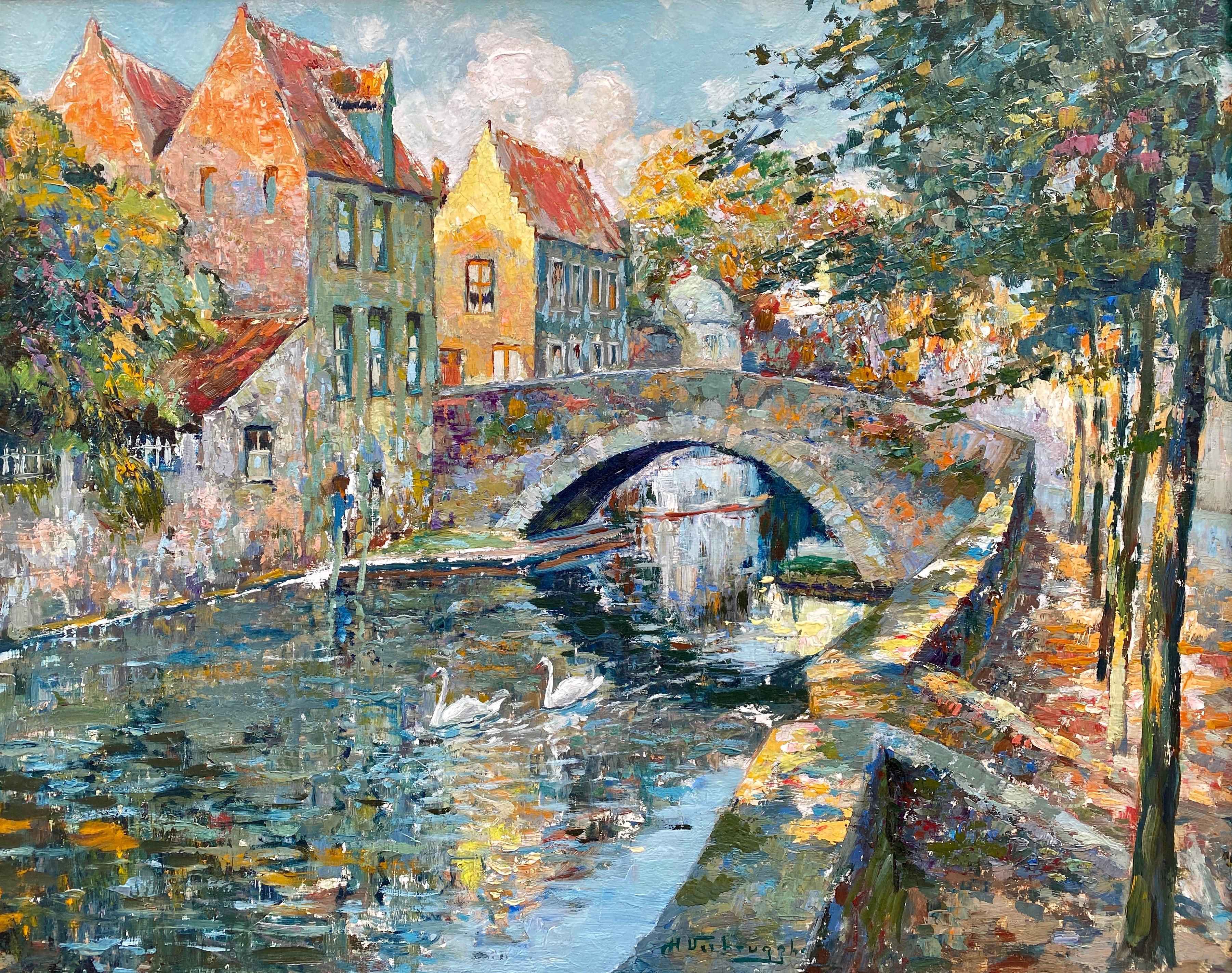 Swans of Bruges, Charles  Verbrugghe, Bruges 1877 – 1974 Paris, Impressionist  1