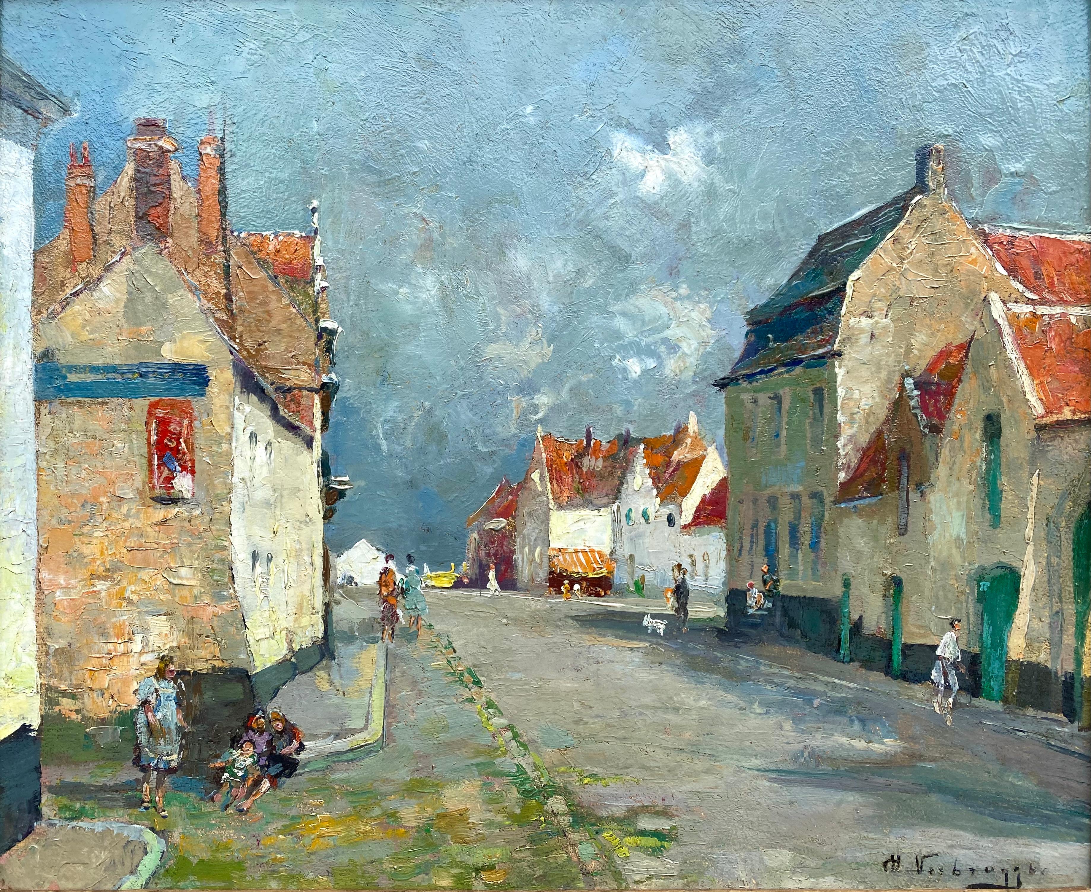 Verbrugghe Charles
Bruges 1877 – 1974 Paris
Belgian Painter

'A View of Damme'
Signature: Signed bottom right, on reverse placed 