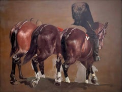 Studie von drei Pferden" von Charles Verlaat (1824 - Antwerpen - 1890)