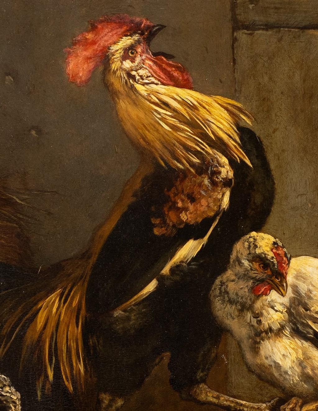 Crowing Rooster and Hens Charles Michel Maria Verlat (Belgian. 1824-1890) 1