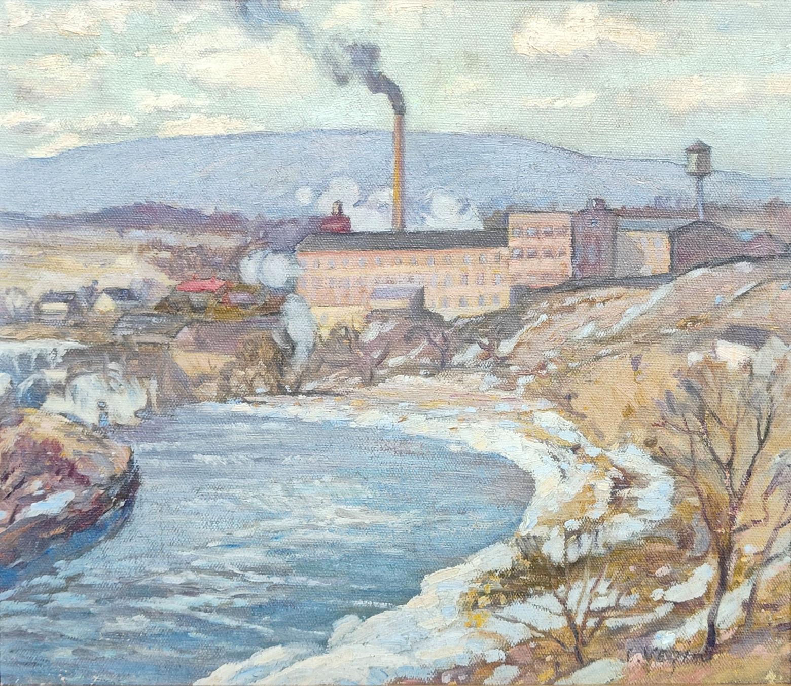 "Factories on The River" Charles Vezin, Impressionist Industrialization