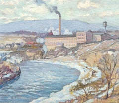 "Factories on The River" Charles Vezin, Impressionist Industrialization